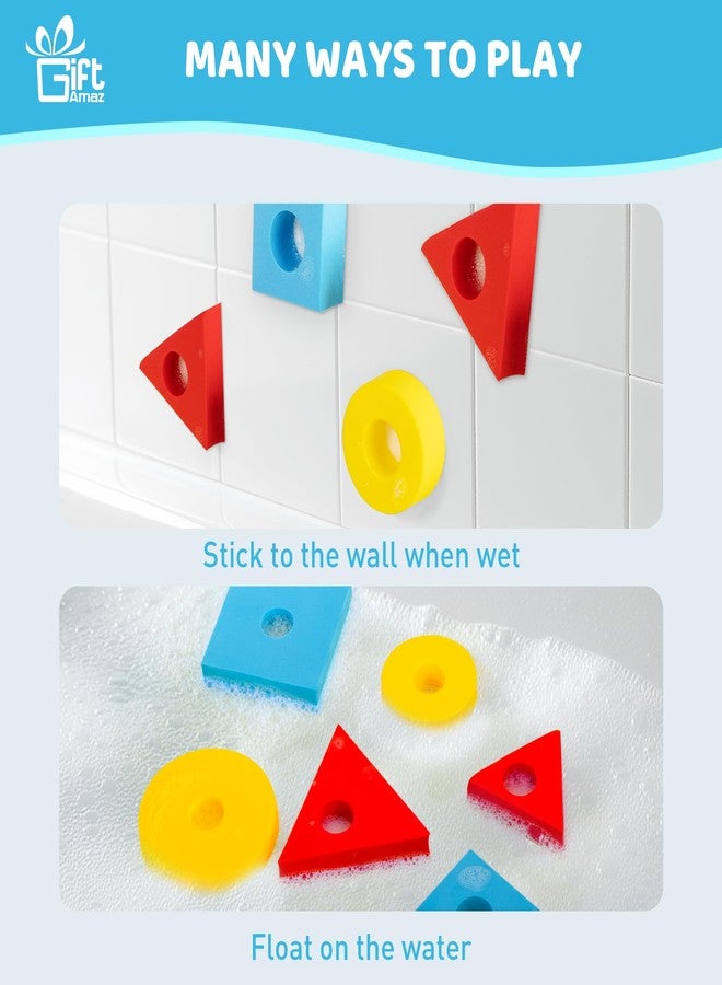 GiftAmaz 3-in-1 Bath Toys for Toddlers 1-3, Mold Free Foam Sorting & Stacking Sensory Toys - Suction Cup, Shape Color Size Learning Water Toy, Montessori Baby Bathtub Wall Toy for Kids Ages 1-3 2-4 - Image 4